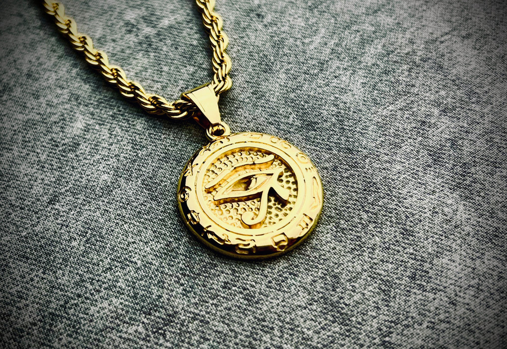 Round Eye of Ra Pendant 18k Gold Plated