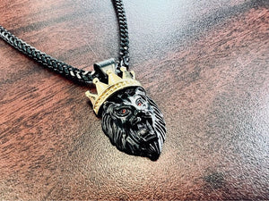 Black Lion Pendant - 18K Gold Plated