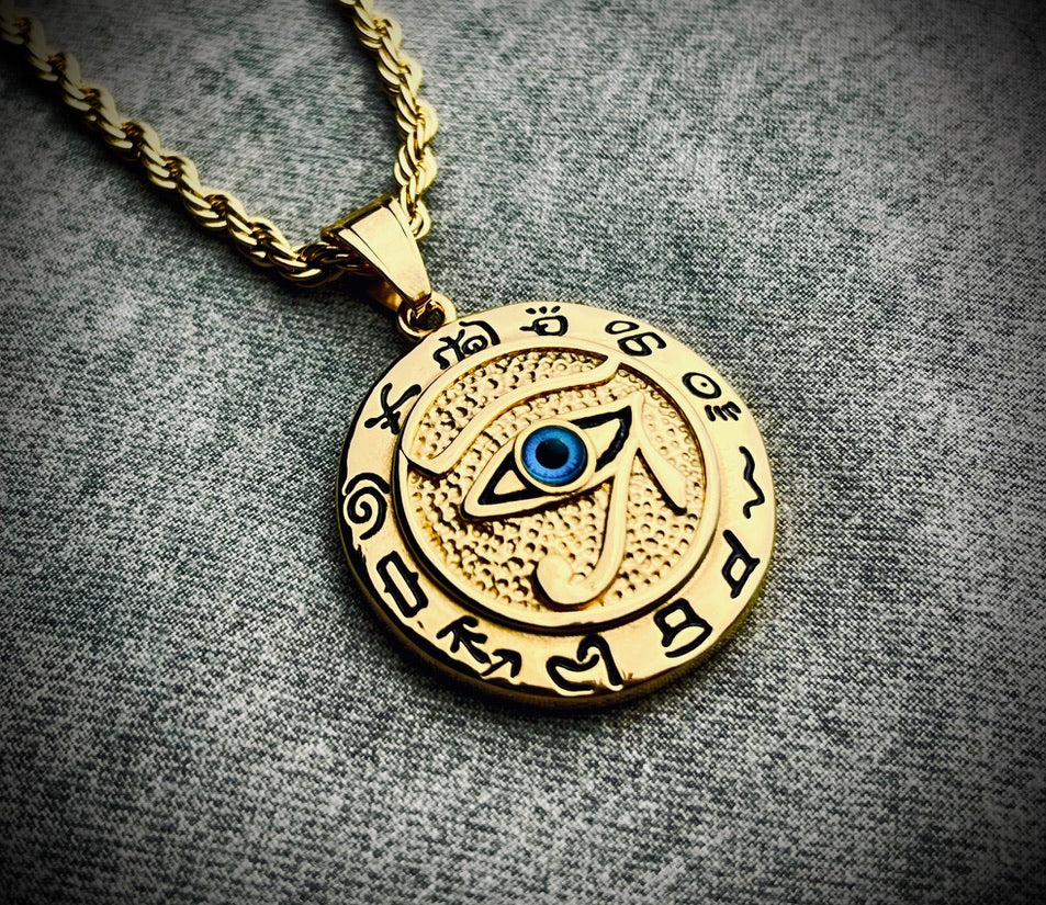 18k Gold plated Blue Eye of Ra Pendant