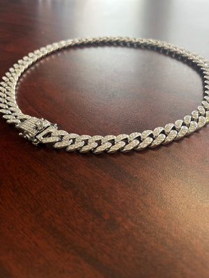 Iced Out Cuban Link Chain - 18K White Gold Plated