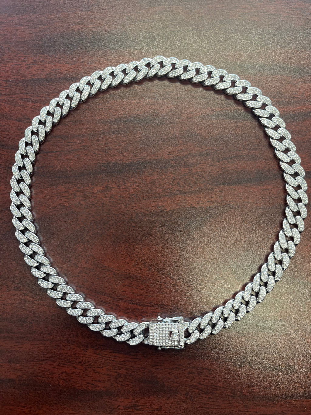 Iced Out Cuban Link Chain - 18K White Gold Plated