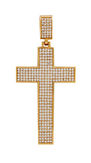 Icy Cross Pendant- 18K Gold Plated